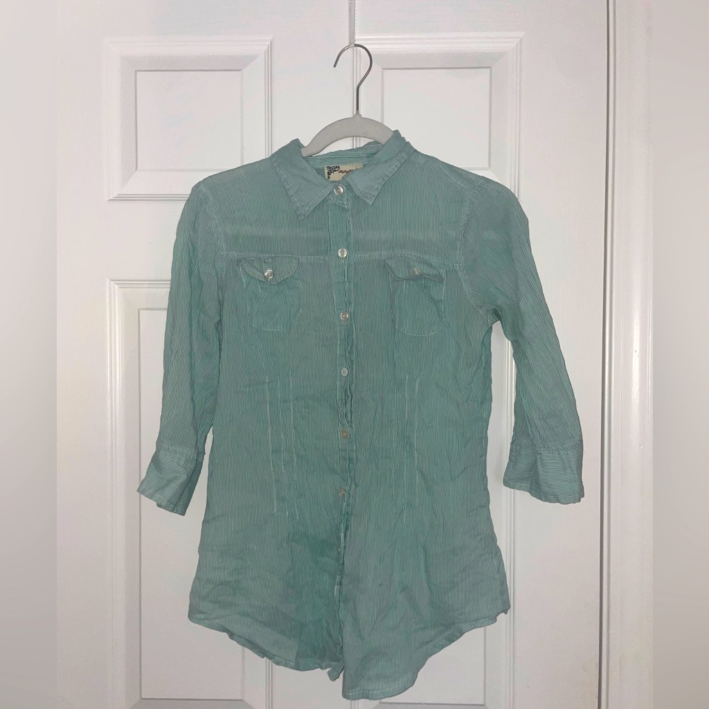 Teal Striped ButtonDown Magazine Brand